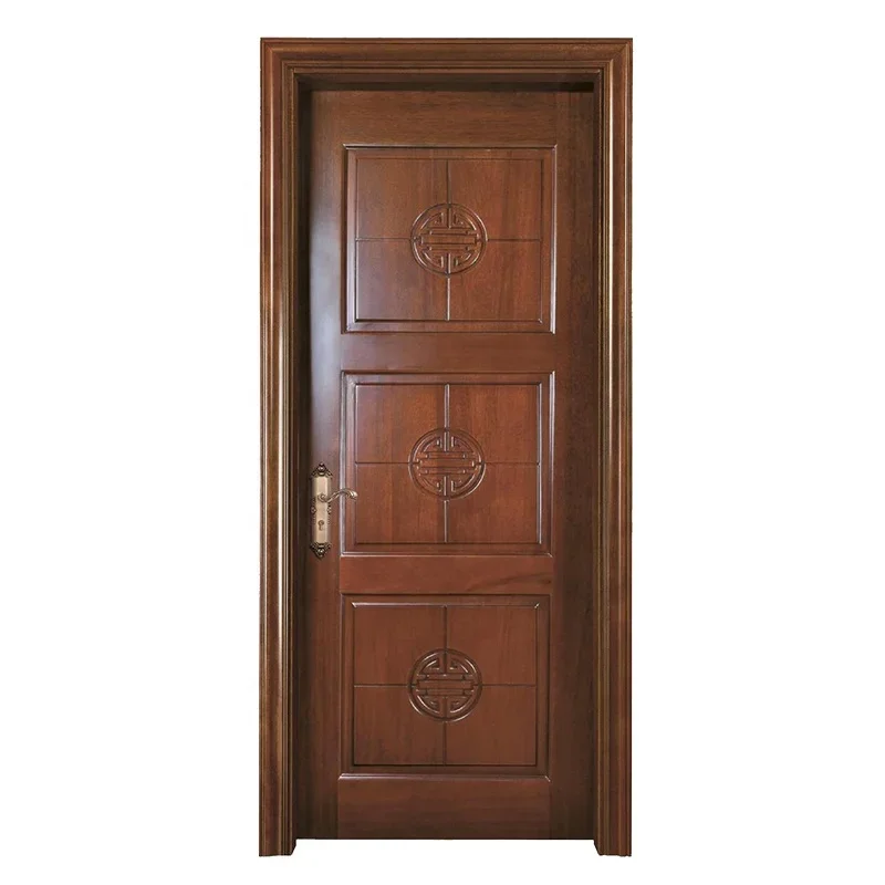 China Manufacture High Quality Modern Wood Door Designs Solid Wood Entrance Door 3