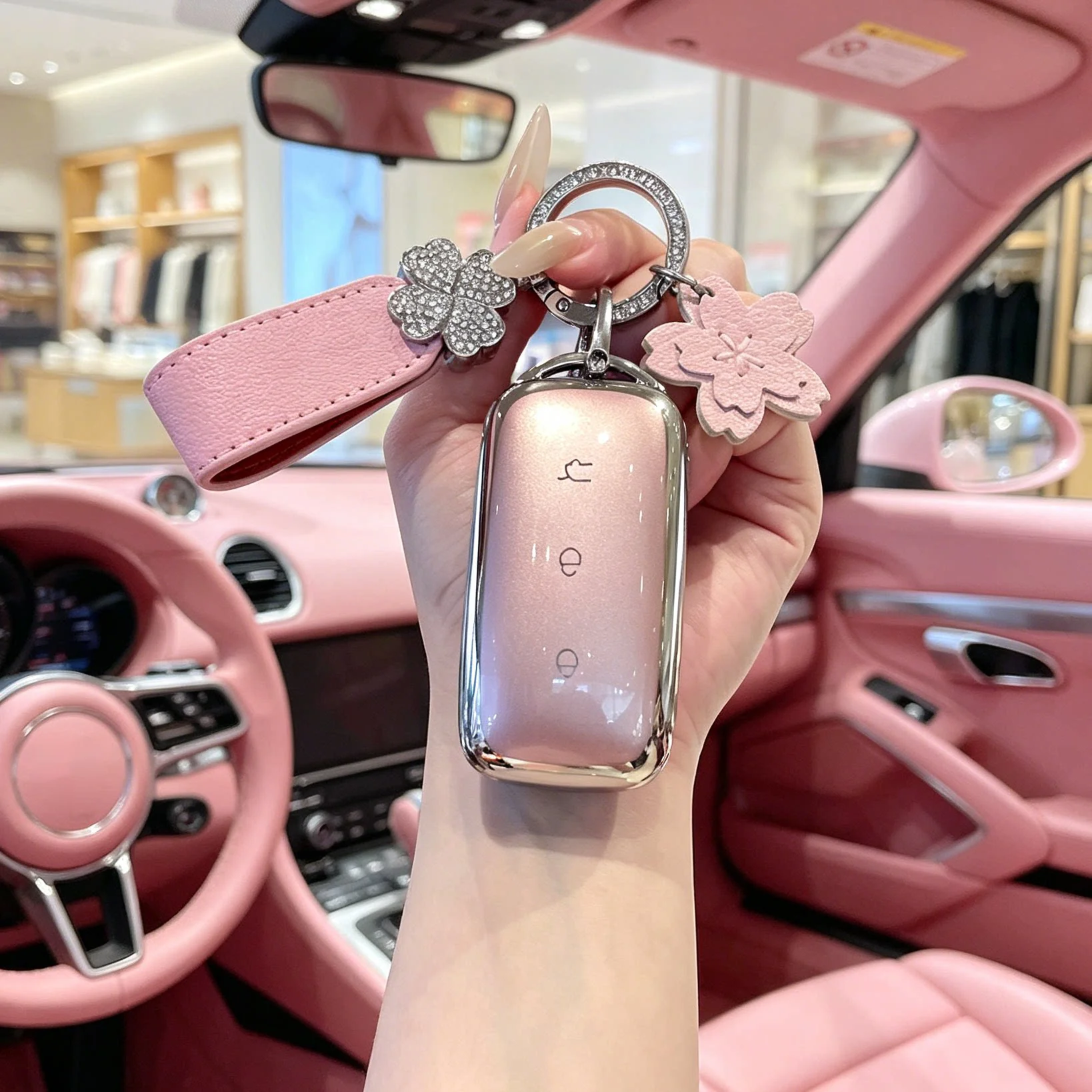 Shimmering Pink Car Key Protective Cover