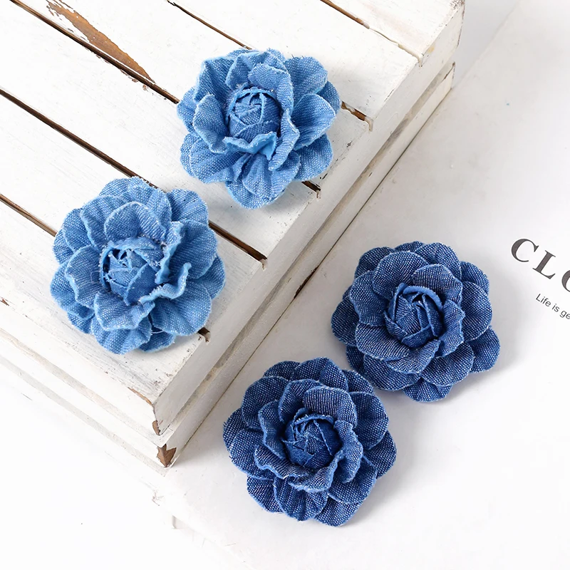 2/5Pcs Denim Stoff Künstliche Blume Kleidung Hüte Kleid Dekoration Hause Hochzeit Zimmer Handwerk Dekor DIY Haar Zubehör liefert – Detail 7