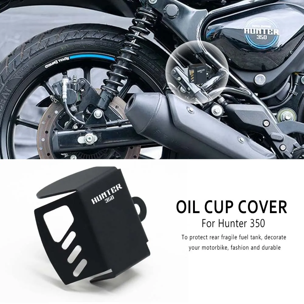 For Hunter 350 CNC aluminum Motorcycle Accessories Rear Brake Fluid Reservoir Oil Cup Cover Protective Cover reservoir dogs