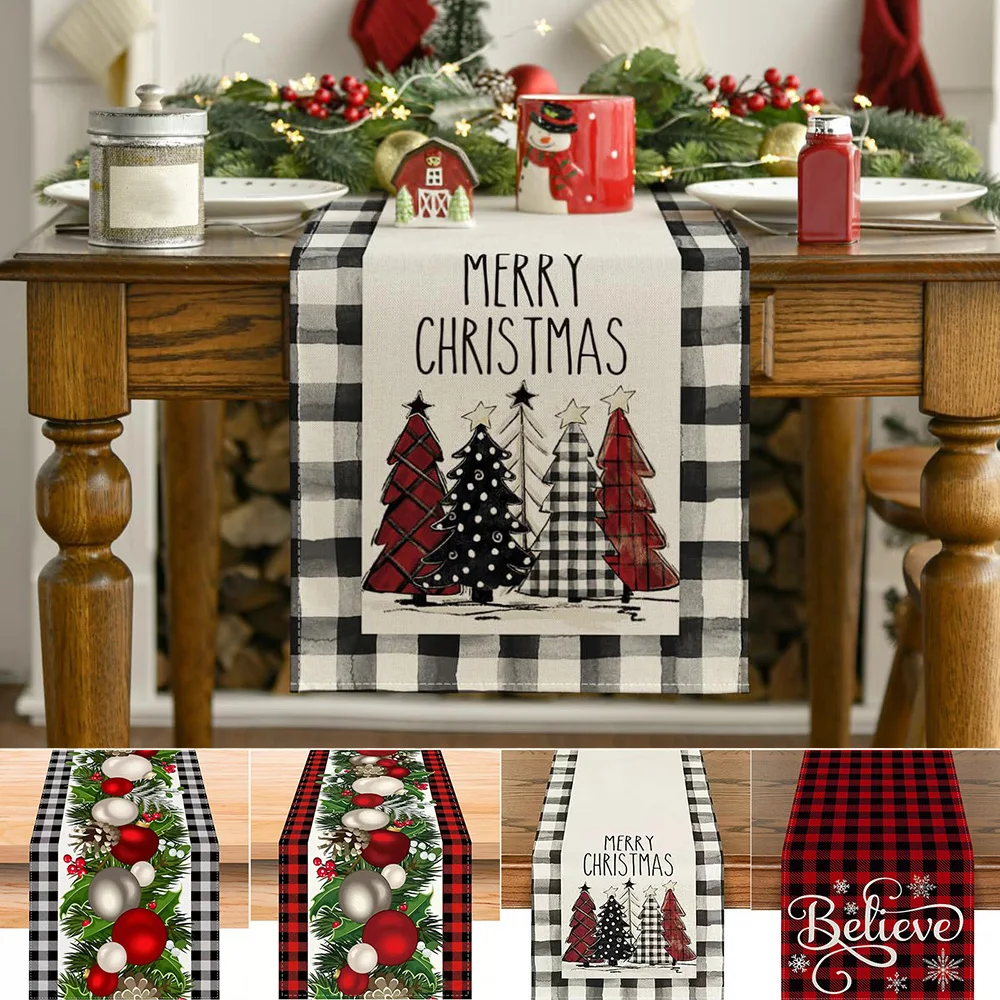 

Christmas Xmas Linen Table Flag Cover Table Runner Merry Christmas Decorations For Home Navidad Noel Gifts Snowman Tablecloth