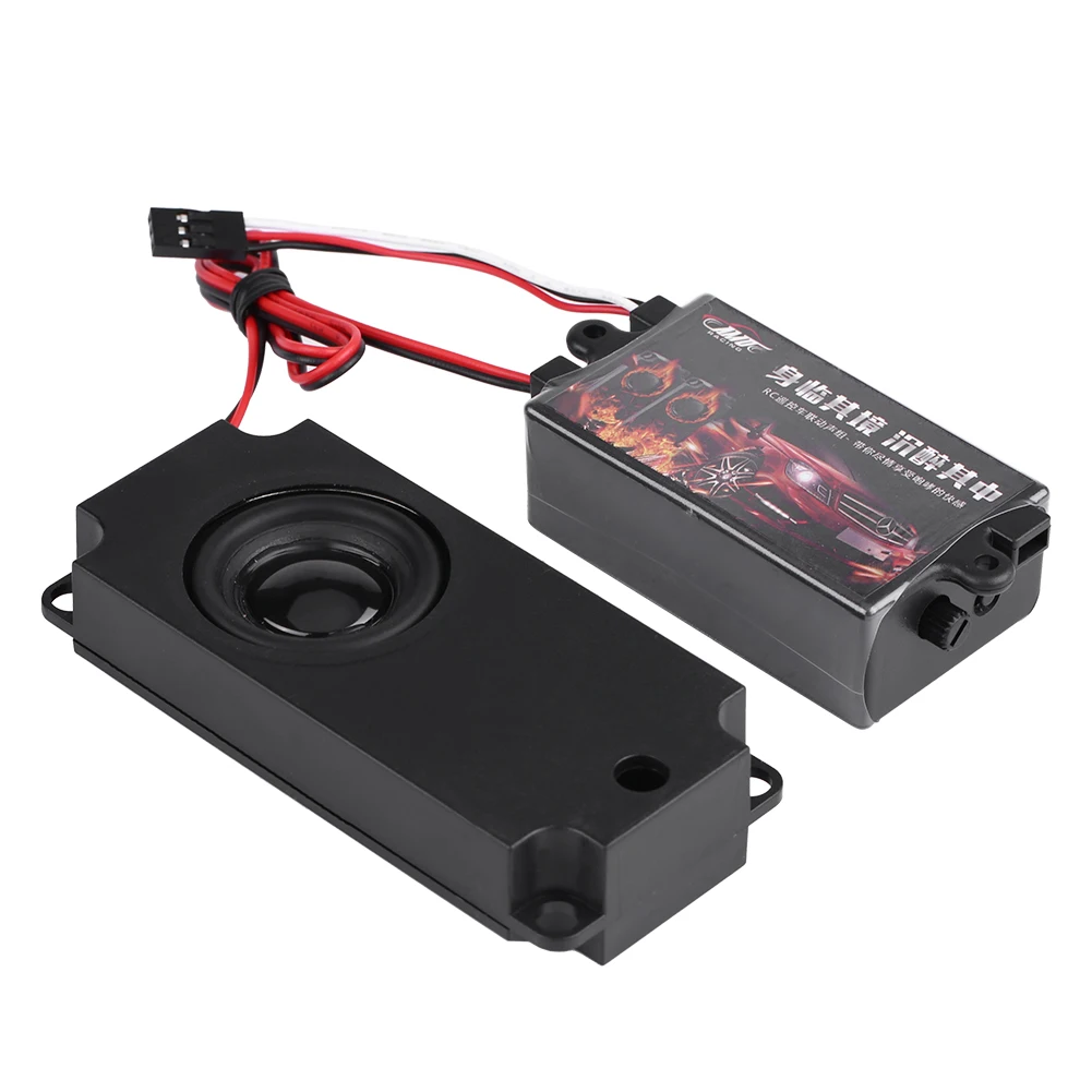 Module audio réaliste pour voiture télécommandée, détail du haut-parleur et de la carte électronique.