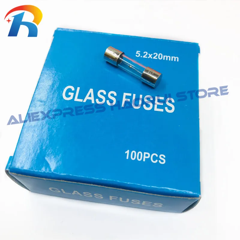 Caixa de Vidro do Tubo do Fusível para o Atraso Ruptura Lenta 5×20 mm 250v 0.5a 1a T2a T3.15a T4a T6.3a T10a T12a T15a T20a 100 Peças
