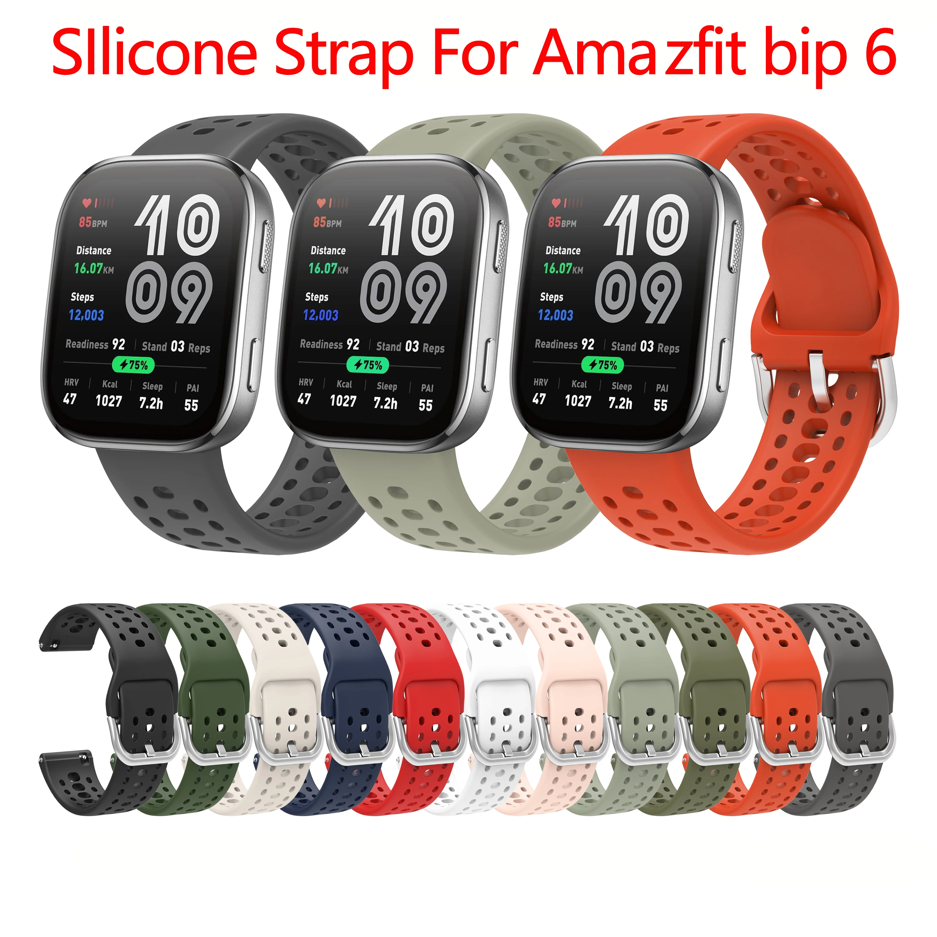 Amazfit Bip 6 스트랩 액세서리 용 기존 실리콘 밴드 Amazfit Bip6 밴드 용 스포츠 통기성 소프트 팔찌 Correa pulseras