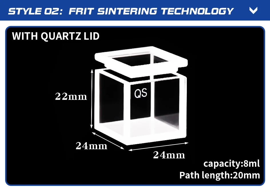 Quarz fluoreszenz reaktions zelle/Küvette verschiedene Spezifikationen/Fritten sinter technologie – Detail 2
