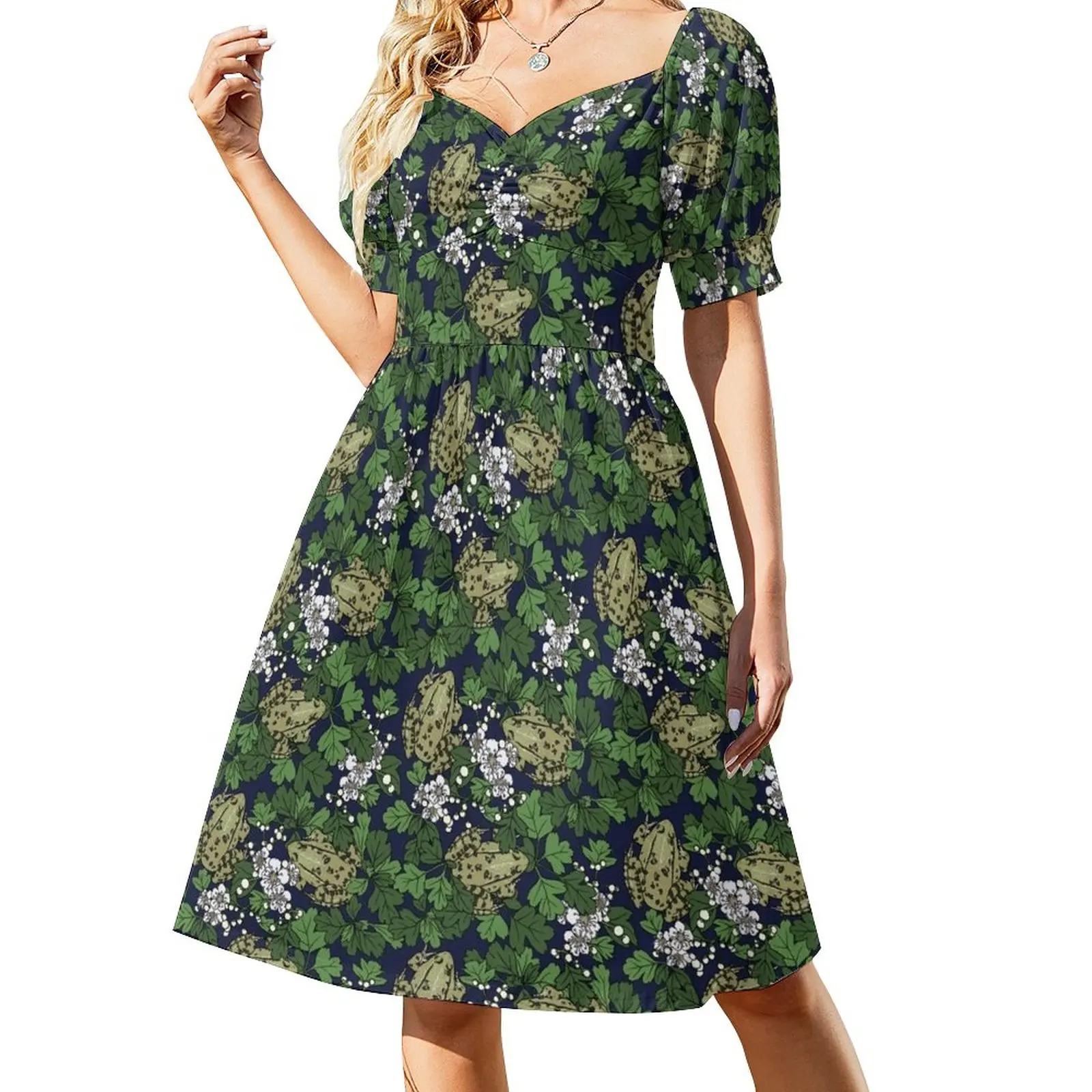 

Frogs in the Hawthorn - midnight blue Sleeveless Dress Womens dresses