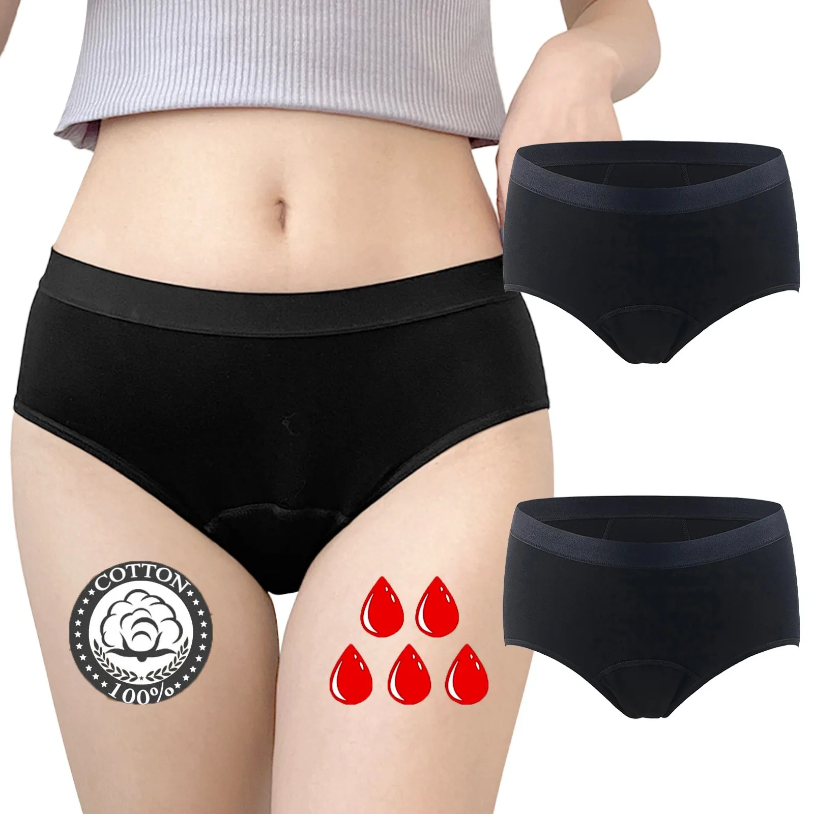 

2 шт., женские хлопковые трусы с завышенной талией