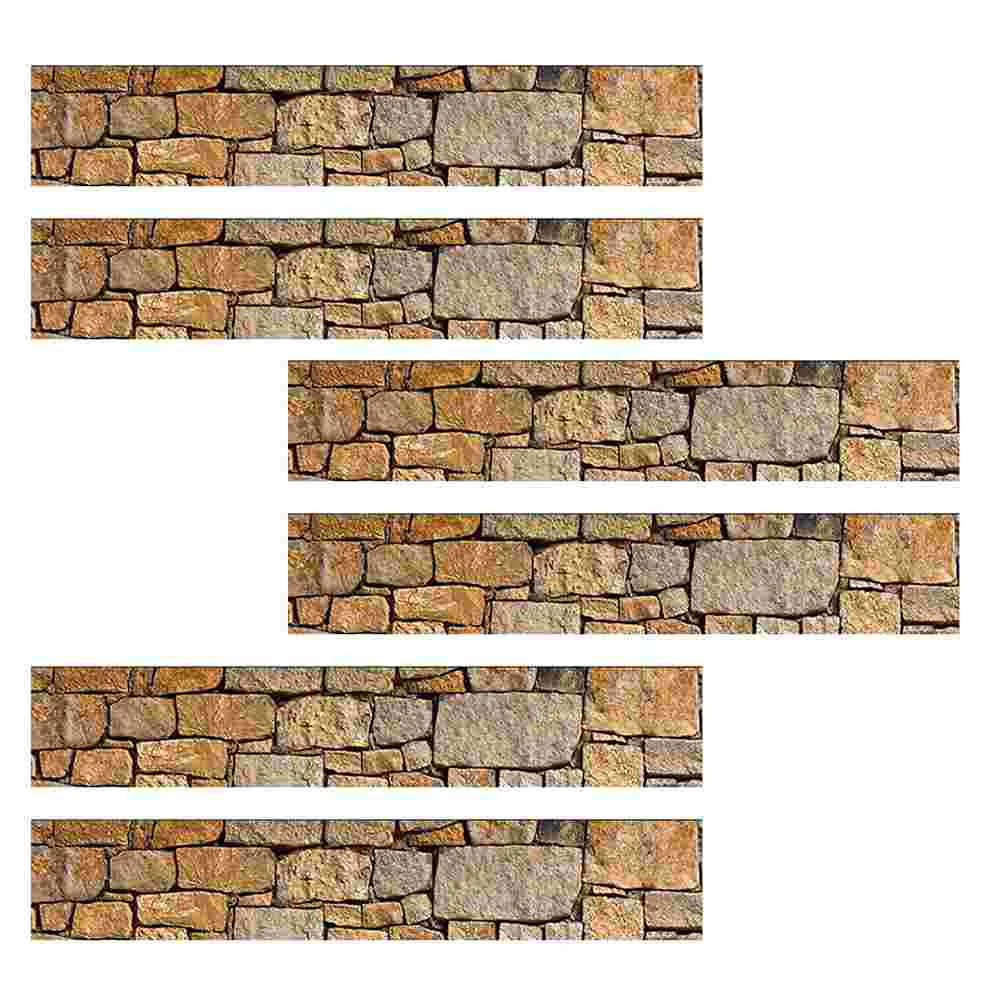 

6pcs Simulated Stone Stairs Sticker Self-adhesive Waterproof Staircase Decals
