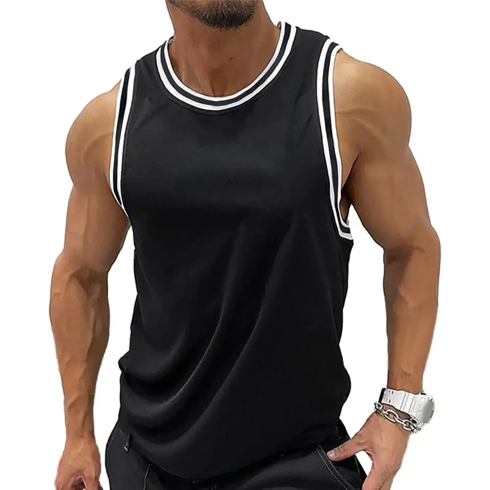 Description Picture 4 of itemSimple Men Fitness Vest Quick-drying Men Vest Men's Slim Fit Contrast Color Sleeveless Sport Fitness Vest Quick Drying for Gym