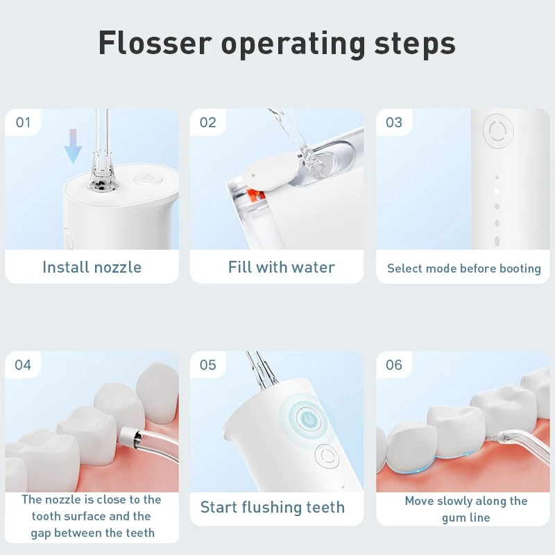 XIAOMI MIJIA Portable Oral Irrigator F300 Dental Water Jet Water Flosser Teeth Whitening Bucal Tooth Cleaner Waterpulse MEO703 oral irrigator