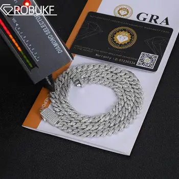 8mm D Color Full Moissanite Prong Cuban Link Chain Necklace for Men Women 925 Sterling Silver Hiphop Jewelry Pass Diamond Tester 1