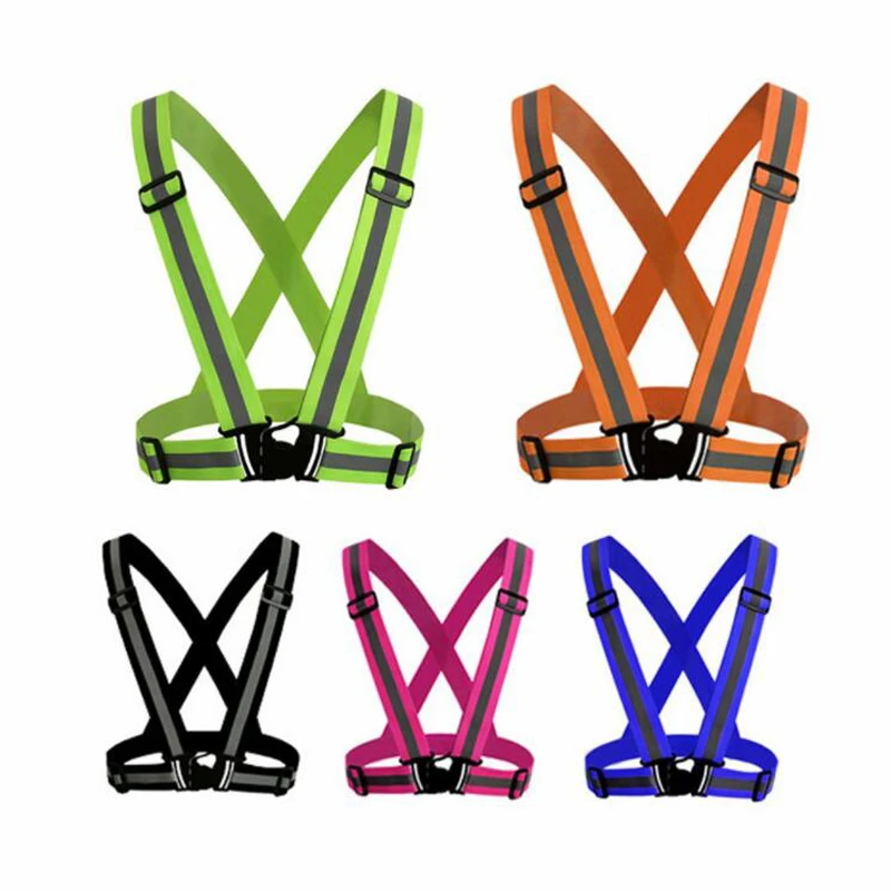 4CM Elastic Belt Reflective Buckle Traffic Safety Harness High Elasticity Breathability Adjustable Night Running Protection
