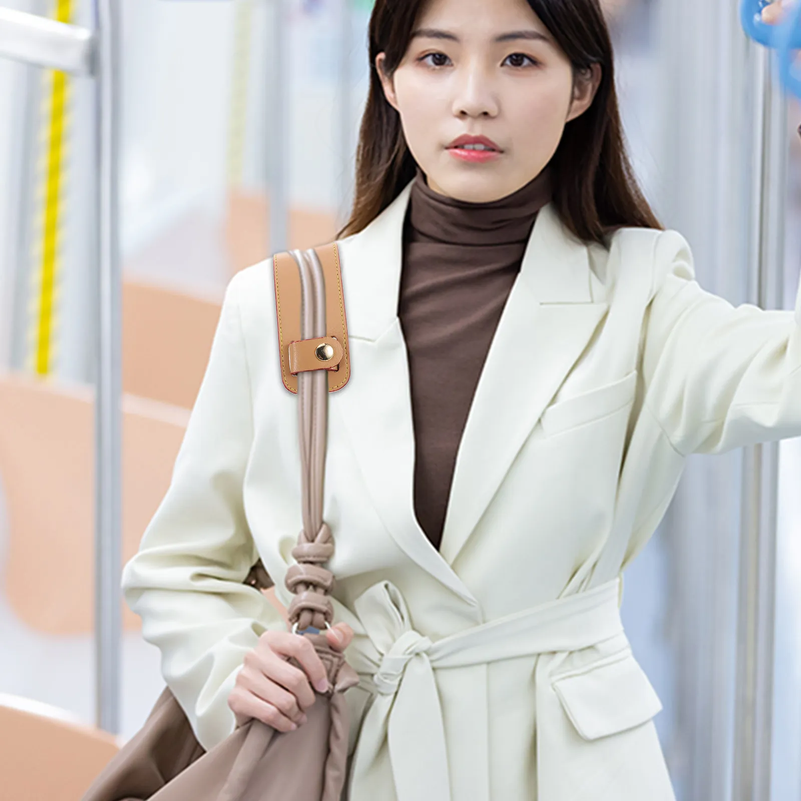 PU 어깨 패드 부드러운 마찰 방지 백팩 스트랩 쿠션 가방 스트랩 커버 카키색 어깨끈 가방 보호대