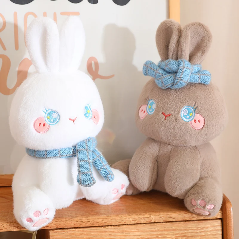 Super Soft 30/50cm Bunny Plush Toys Cute Stuffed Animal Rabbit Dolls With Swinging Scarf Kawaii Throw Pillow for Girl Kids Gifts cartoon funny rabbit dolls with swinging ears plush toys stuffed animals bunny super soft throw pillow for girl best gifts decor