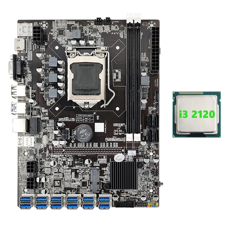 latest motherboard for desktop pc HOT-B75 ETH Mining Motherboard 12 PCIE To USB With I3 2120 CPU LGA1155 MSATA Support 2XDDR3 B75 USB BTC Miner Motherboard mother board gaming pc