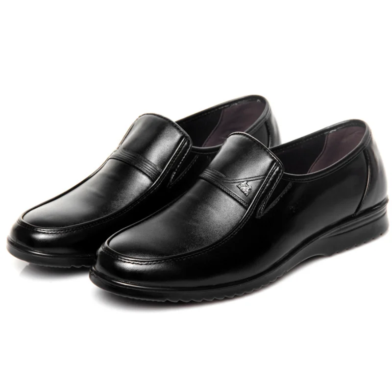 

Мужские классические туфли на мягкой подошве, повседневные деловые туфли с круглым носком, без застежки, на плоской подошве, осень-весна