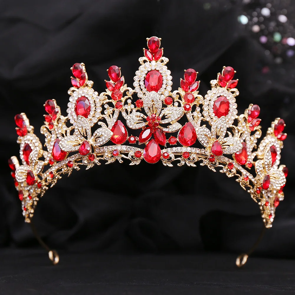 Hair Accessory Bridal Headwear DIEZI 10 Color Opal Pink Crystal Tiara Crown For Women Wedding Party Elegant Bridal Bride Flower