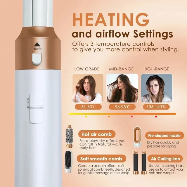 5 in 1 Hair Dryer Brush Hot Comb Set Professional Curling Iron Hair Straightener Styling Tool For Professional Hair Dryer 4