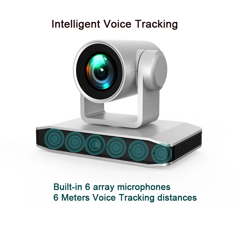 스피커 및 마이크가 있는 광각 12 배 광학 줌 회의 카메라, 음성 추적, 비즈니스, 교회, 교육용, 4K