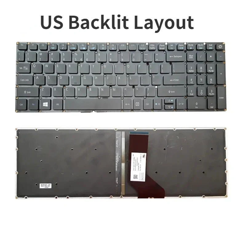 Tastiera Usa Retroilluminata Per Acer Aspire E5-772 V3-574G E5-532G F5-573G Es1-532 E5-573 E5-573T E5-573Tg E5-573G E15 E5-582P F5-572 V5