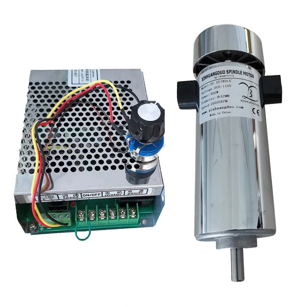Air cooled 0.8kw DC110V 20000RPM CNC spindleMotor Kit / chuck 800W Spindle Motor + Power Supply speed governor Engraving air cooled spindle motor spindle set high speed motor