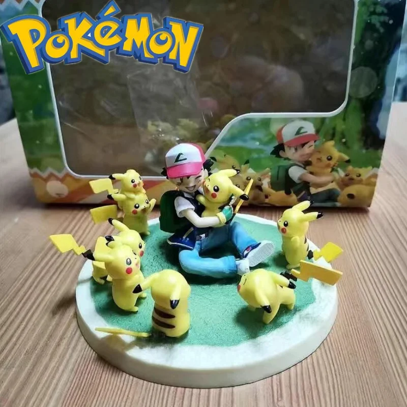 Hot Pokemon Ash Ketchum Pikachu Anime Figure Model Toys Pvc Manga Statue Action Figurine Bambola Da Collezione Ornamento Festival Regalo