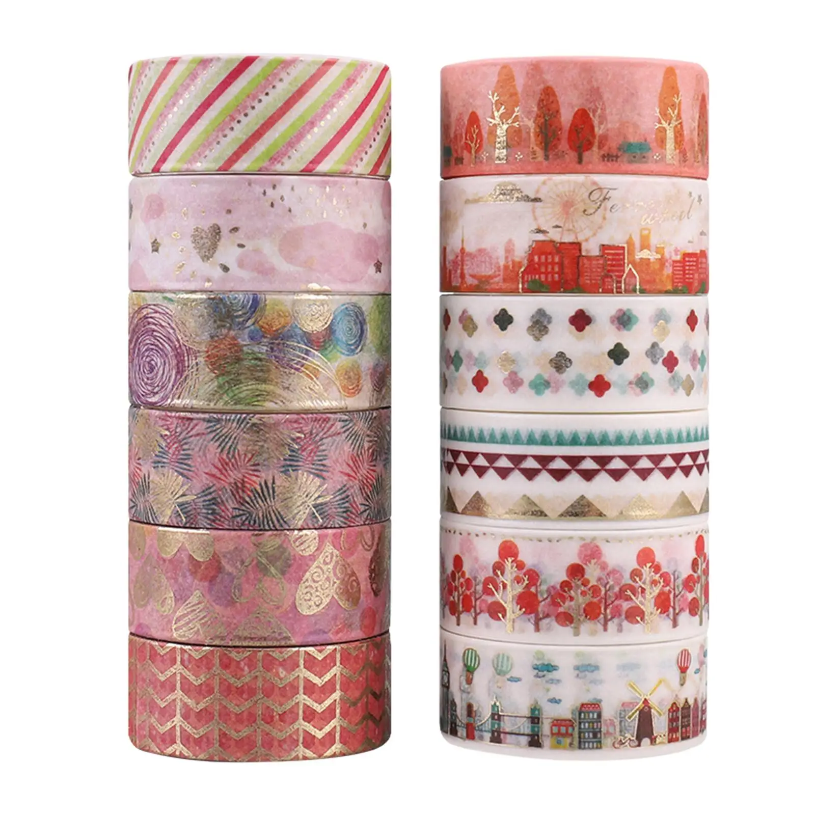 

12 Rolls Washi Tape Set Hot Stamping Decorative Masking Tape for Diary Party Decorations Scrapbooking Supplies Journal Gift Wrap