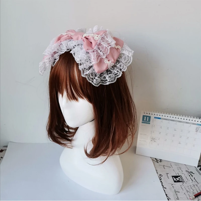 Victorian Lace Headband Sweet Big Bow Kawaii Hair Hoop Lolita Cosplay Headdress Costume Headband