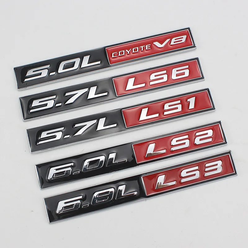 

1 PCS 3D metal emblem 5.0L COYOTE V8 5.7L LS1 6.0L LS2 6.8L LS3 Car badge for Dodge Ra Displacement Decal Car sticker