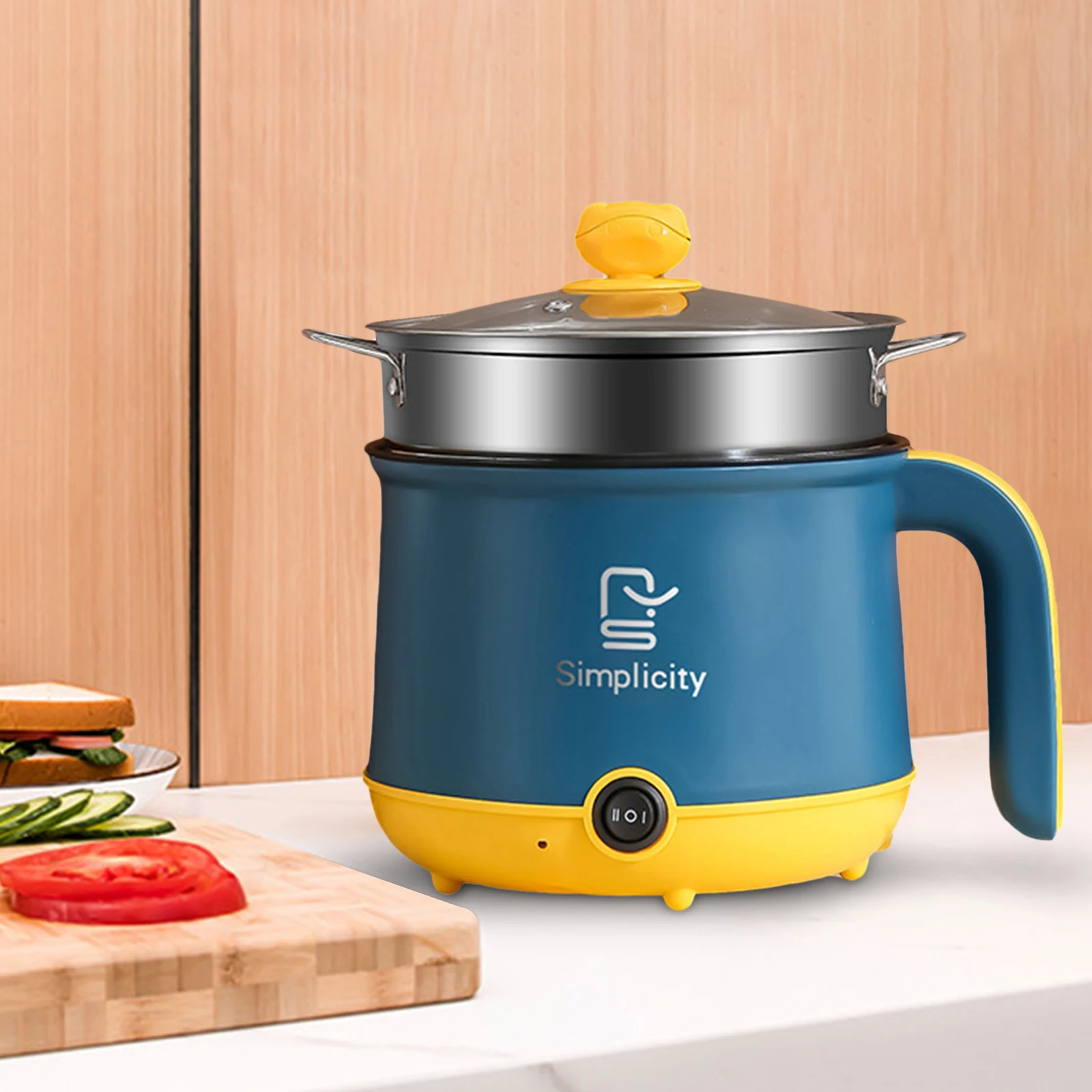 Electric Hot Pot US Adapter Plug Multi Function Electric Cooker Nonstick Ramen Cooker for Soup Boiling Dumpling Stewing Porridge 2