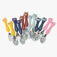 Tableware Cartoon Kids Spoon Fork Set Dessert Spoon for Children Fork Baby Gadgets Feed Kid Children's Cutlery for Kids Boxless 2