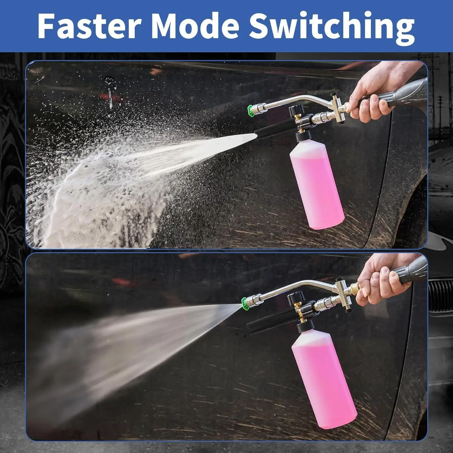 Dual Purpose Switch Spliter Snow Foam Dual Gun Pressure Washer 1/4" Quick Connect and 5 Nozzles Sprayer For Wash Gun 5