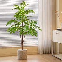 76-140cm Large Artificial Ficus Tree Branch Fake Lacquer Tree Plastic Banyan Plants Green Tall Palm Leaves For Home Garden Decor 1