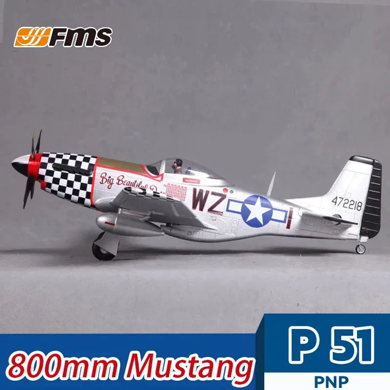 Fms 800Mm P51 Mustang V2 Bambola Ad Ala Fissa Telecomando Elettronico Modello Rc Aircraft World War Ii Modello Realistico