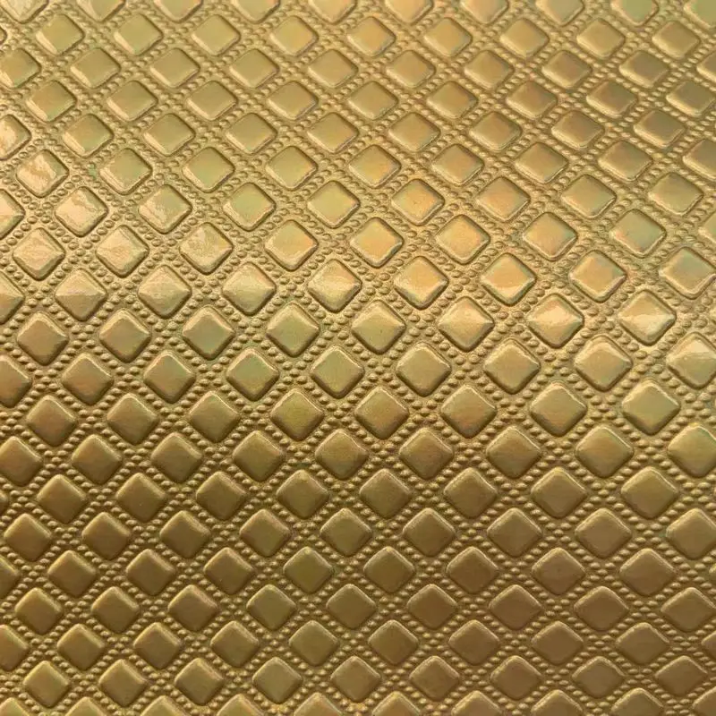 

Decorative Square Embossed Holographic Synthetic Packaging Leather Materials