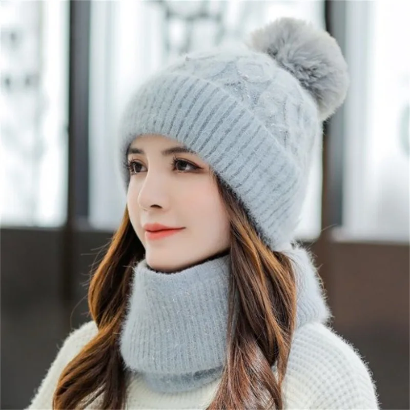 Acheter Nouveau femmes hiver chapeau garder au chaud maman casquette  ajouter fourrure doublé chaud ensemble chapeau pour femme décontracté lapin  fourrure seau tricoté chapeau