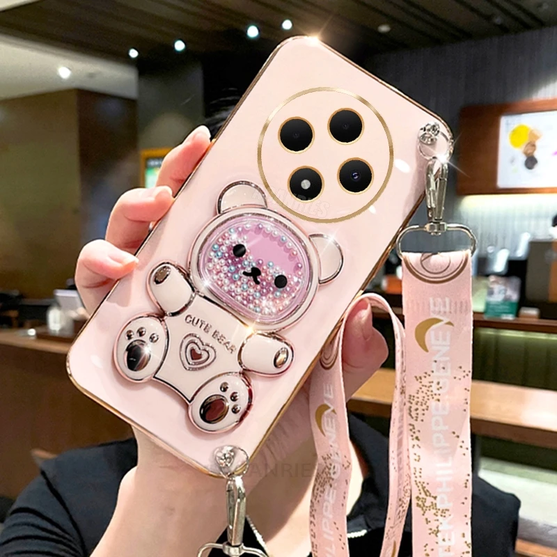 Bear Silicone Crossbody Lanyard Case - Universal Smartphone Holder Cover