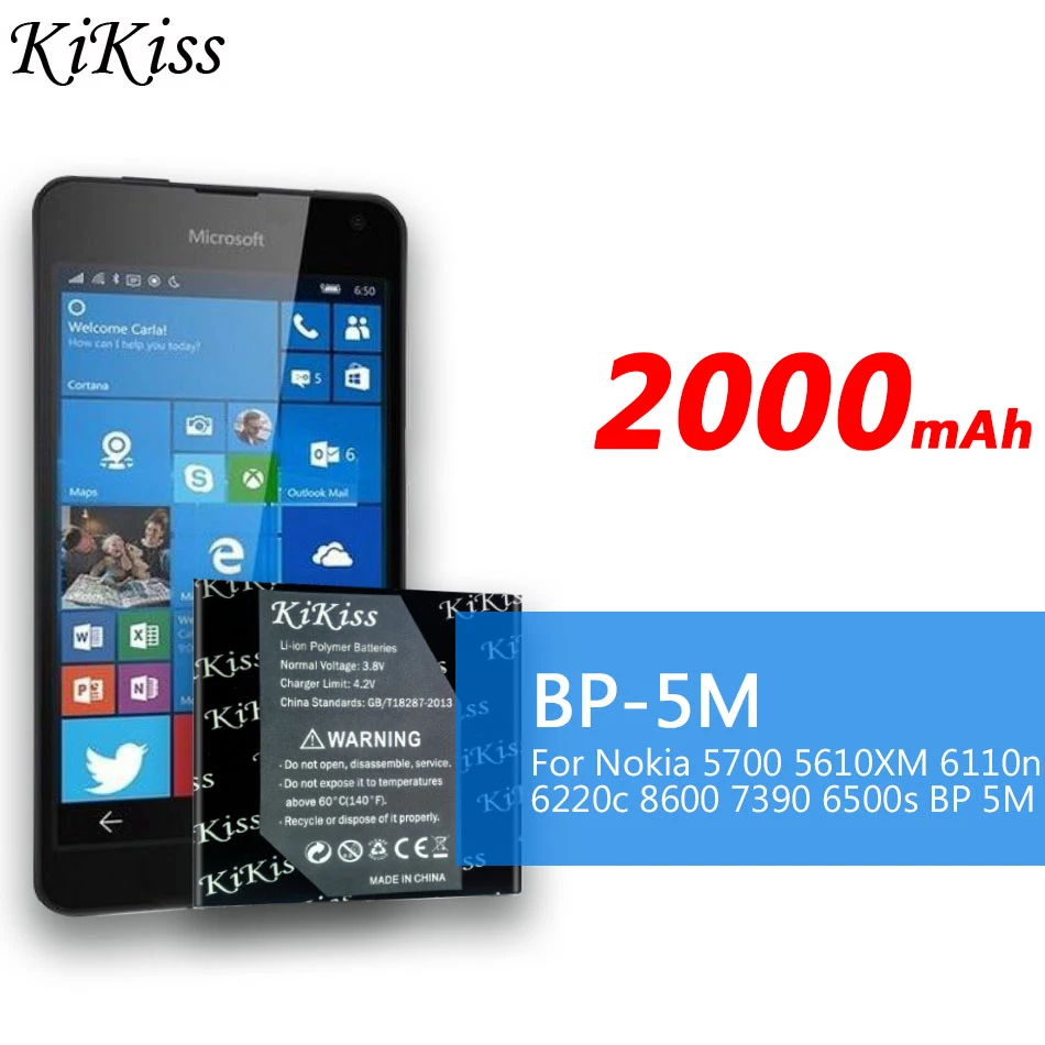 Bp-5M Bp5M 2000Mah Batteria Bp 5M Per Nokia 5700 5610 5611 5710 5611Xm 5700Xm 5710Xm 6110 6110N 6200C 6220C 6220 6500S 7379 7390