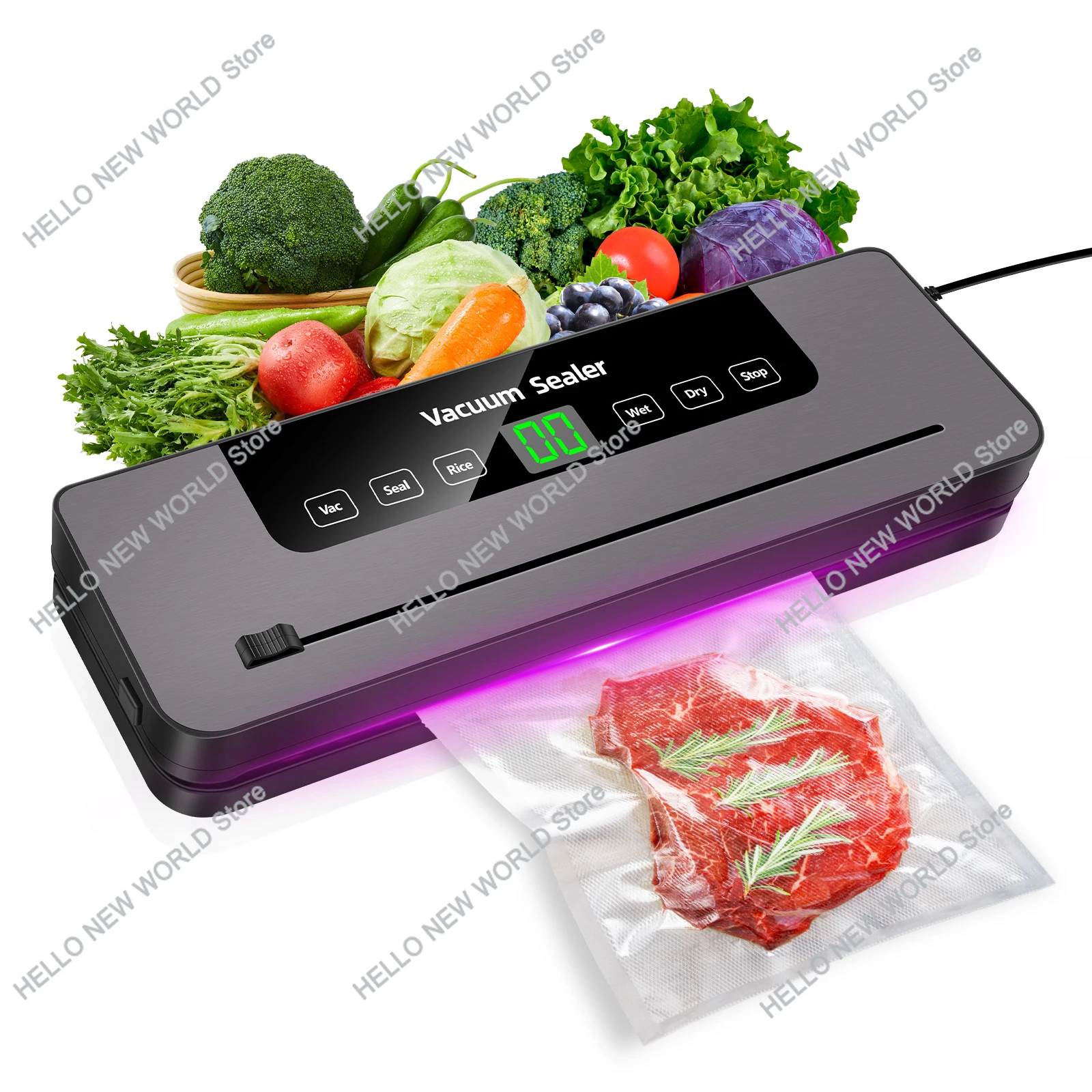 DayPlus Electric Sealing Machine Automatic Vacuum Sealer 60kpa Vacuum Food Sealer Dry Wet Packing With 10 Free Sealing Bags