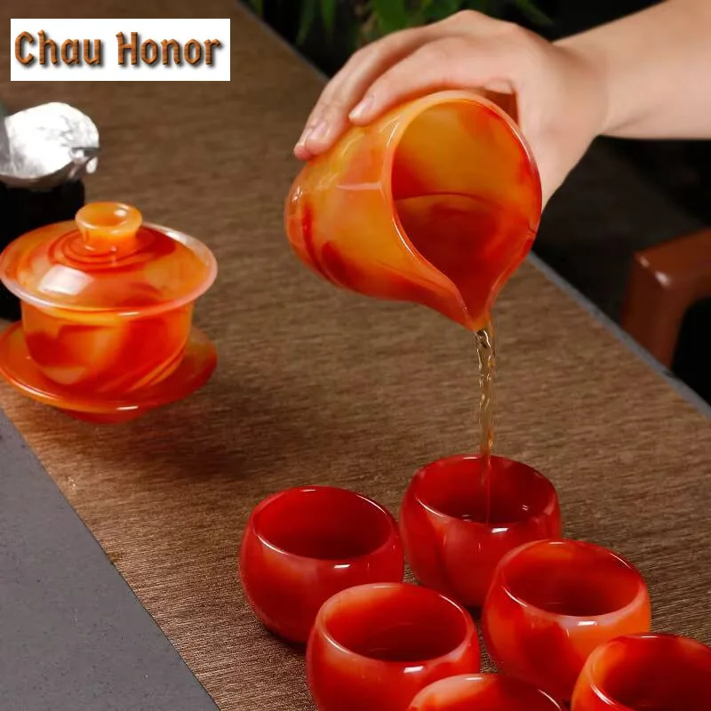 240ml Boutique Agate Jade Porcelain Fair Cup Handmade Household Heat-resistant Anti-scald Kung Fu Tea Set Divide Tea Accessories