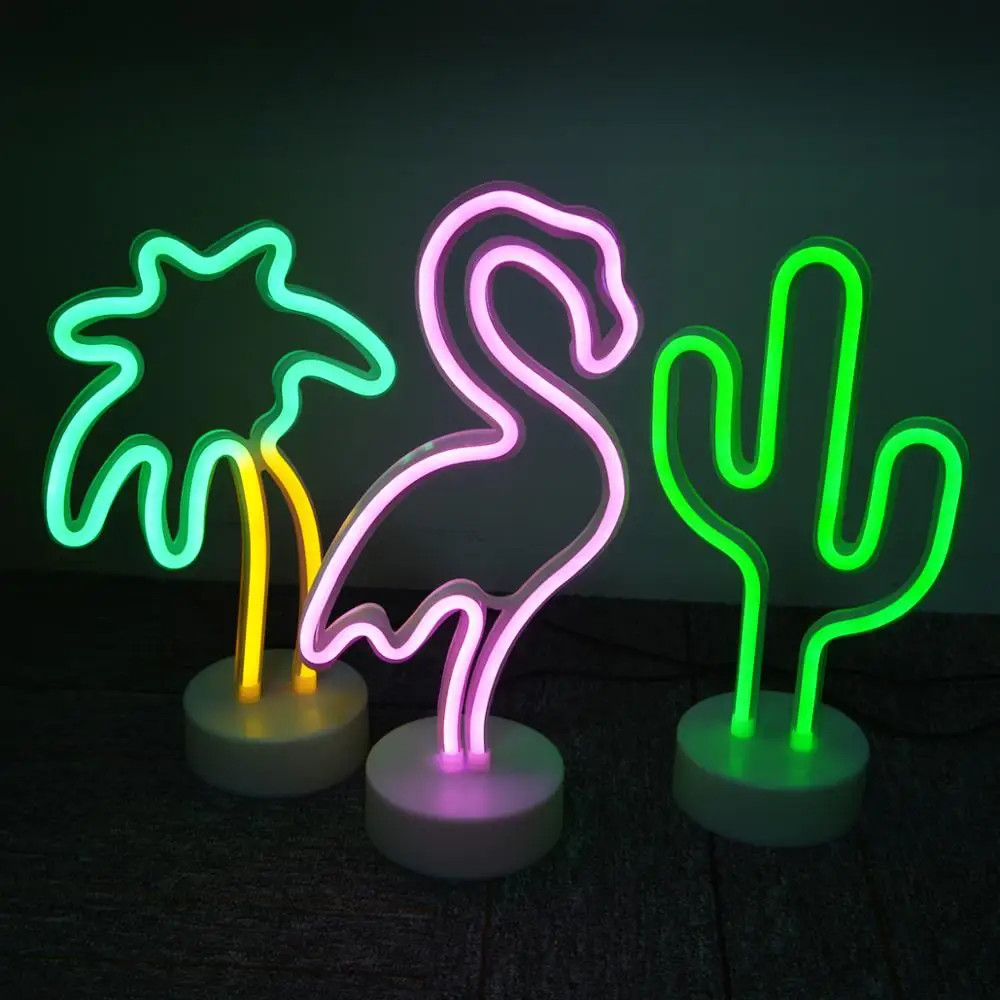 Neon Lamp Bedside Table | Led Neon Light | Flamingo Neon | Neon Cactus |  Neon Signs - Neon - Aliexpress