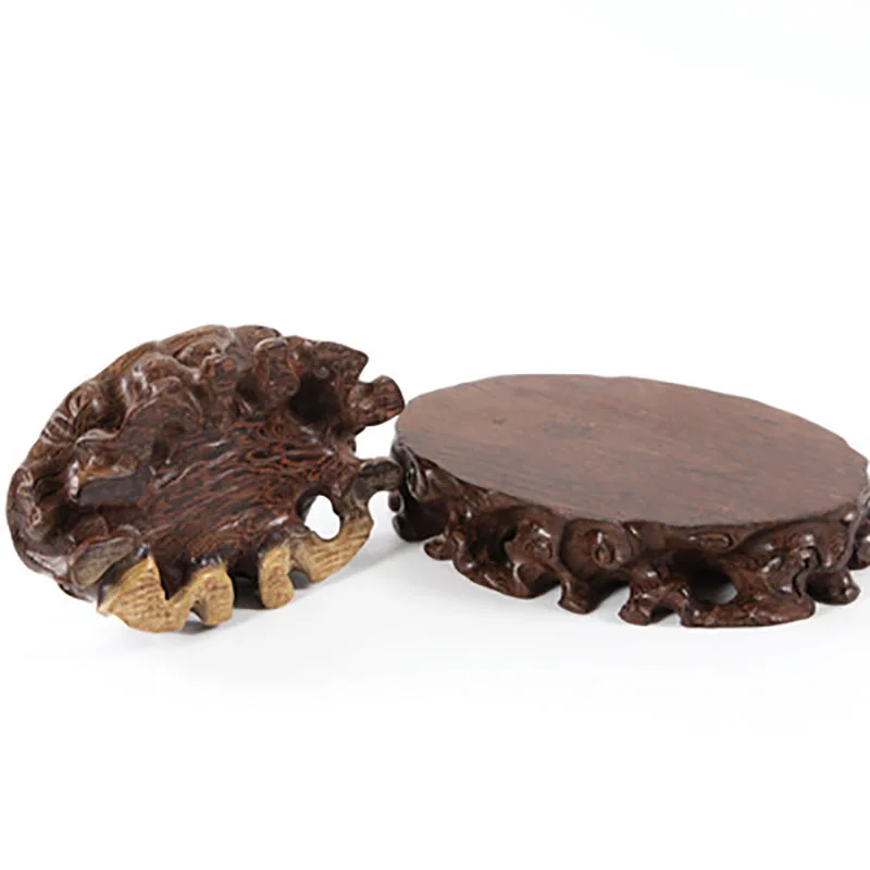 Bonsai Redwood Art Ware Carved Collection Base Teapot Cup Support Decoration Vase Stand Fish Tank Pedestal Home Decoration