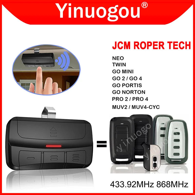 Jcm Roper Tech Neo Twin Go Mini Portis Norton Pro 2 / Pro 4Muv2/Muv4-Cyc Go 2 / Go 4 Telecomando Per Porta Del Garage 433Mhz 868Mhz