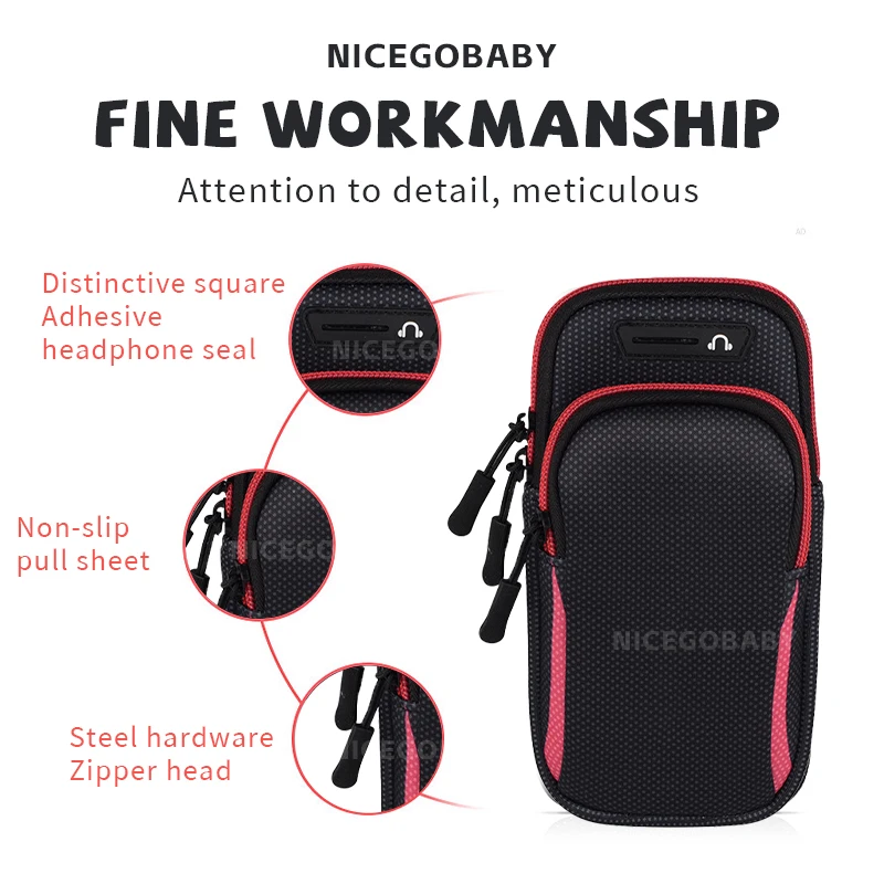 Running phone bag Wrist men's and women's arms universal Apple Outdoor Fitness Gear Waterproof exercise arm cover spot red 2
