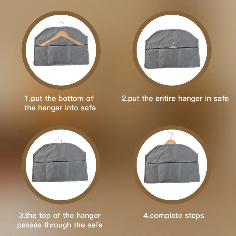 Oxford Fabric Storage Bag Hidden Security Hookable for Travel Home Use Anti Theft Concealed Hanging Clothes Pocket Valuables 3