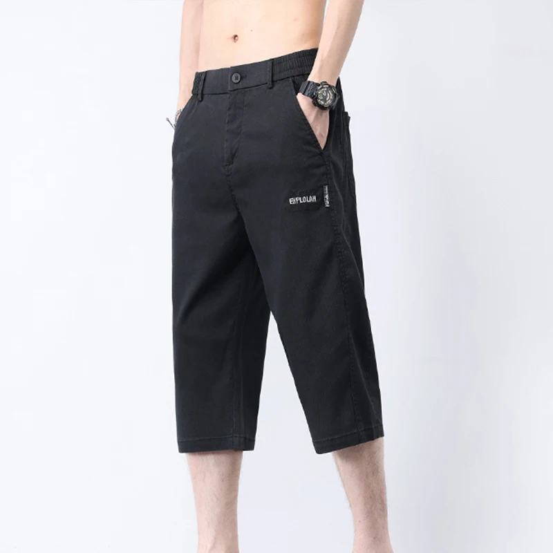 Summer Men's Ice Silk Pants Casual Suit Shorts Men's Medium Pants Three-Quarter Pants Large Size
