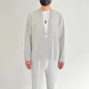 Miyake Pleated Men Blazer Casual Coats Luxury Jacket Suit 2023 Spring New V-Neck One Button Designer Jackets 2