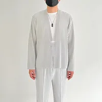 Miyake Pleated Men Blazer Casual Coats Luxury Jacket Suit 2023 Spring New V-Neck One Button Designer Jackets 2