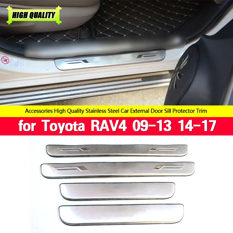 Stainless Steel Scuff Plate Door Sill Welcome Pedal Threshold Car Accessories Fit for Toyota RAV4 2009-2013 2014-2017 Pedals