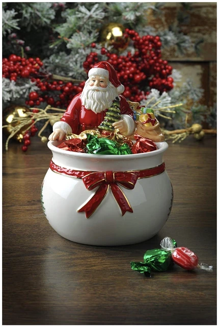 Spode Santa Gold Tracing Storage Pot Ceramic Tableware Candy Bowl